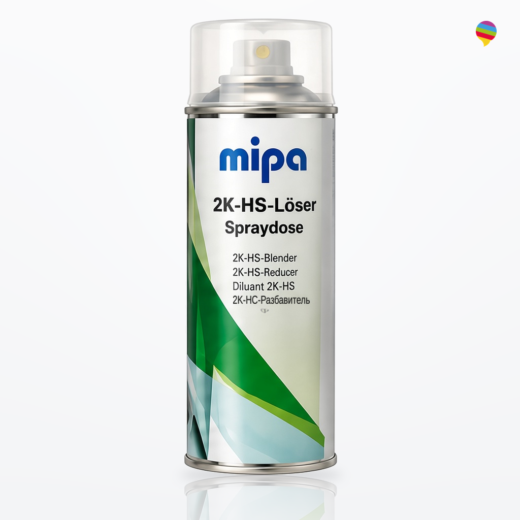 Mipa 2K-HS-Löser Spraydose – weißer Hintergrund, Regenbogen-Sprechblasenlogo